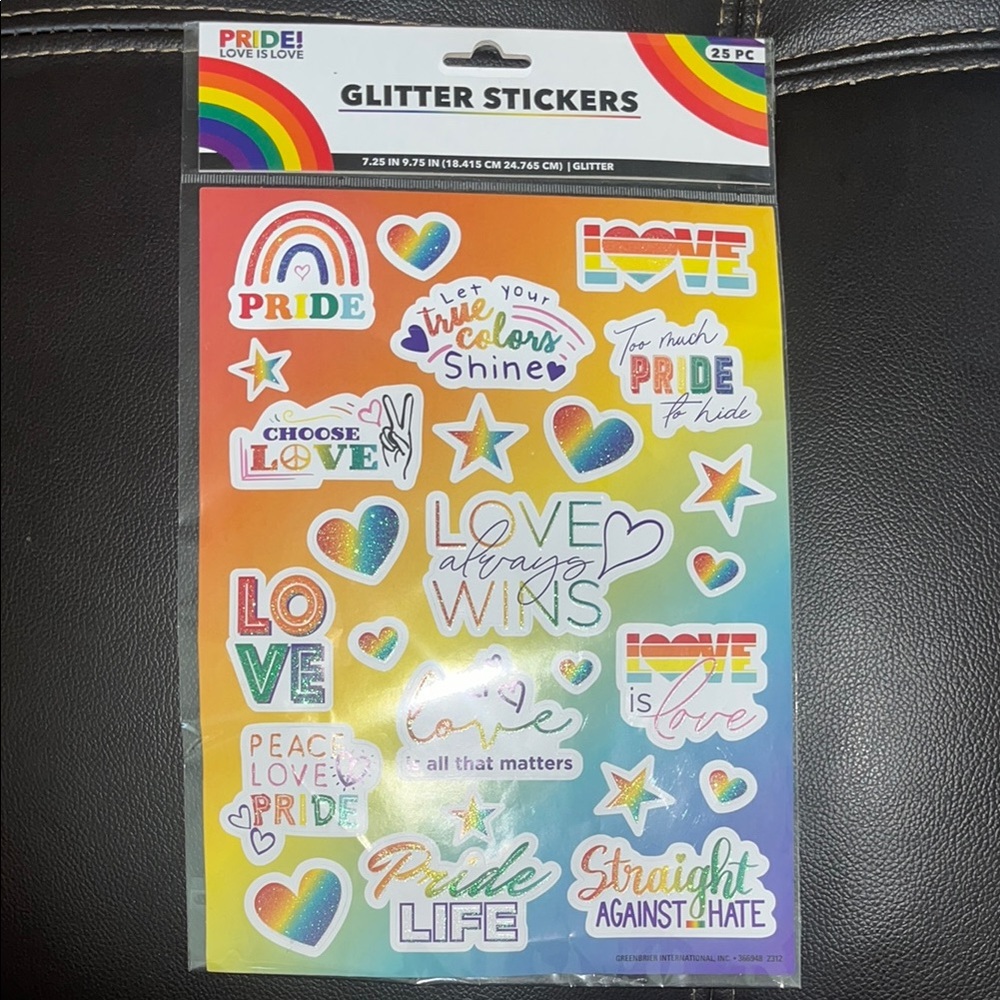 Pride Rainbow Glitter Stickers 25 Piece Set NEW NWT